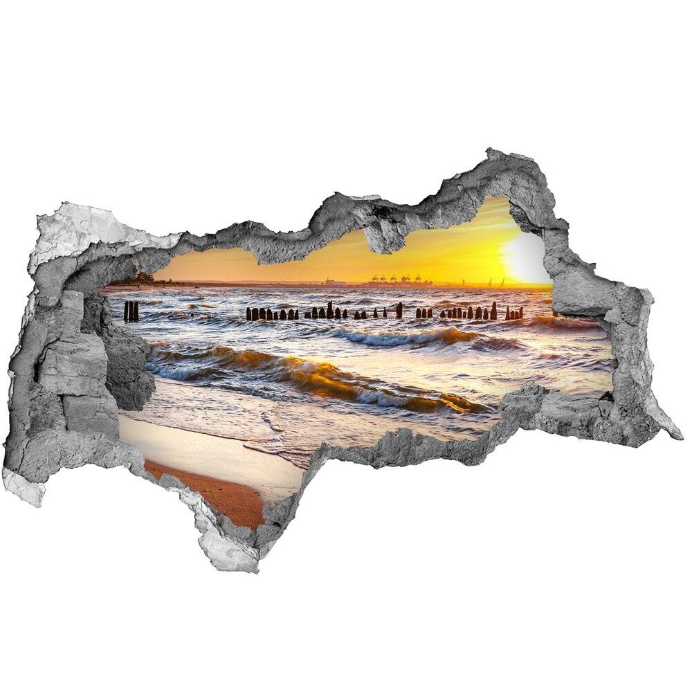 naklejka fototapeta 3D Zachód słońca plaża