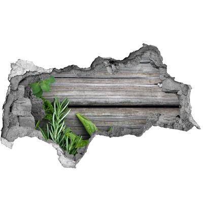 Fototapeta dziura na ścianę Zniszczona ściana z drewnianą podłogą