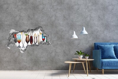 Naklejka 3D dziura okleina Koktajlowa oaza w dziurze w ścianie