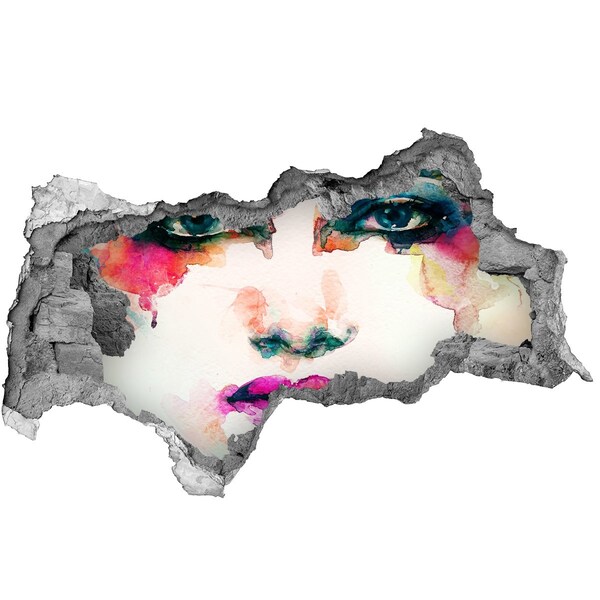 Dziura 3d fototapeta na ścianę Kolorowy portret w dziurze w ścianie