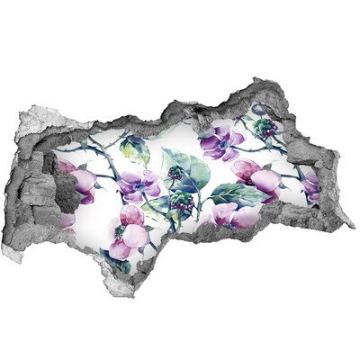 Naklejka 3D dziura na ścianę Kwiatowy mural w uszkodzonej ścianie