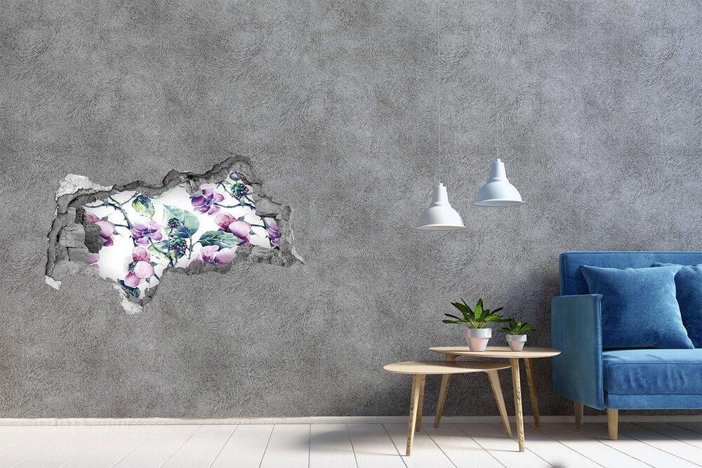 Naklejka 3D dziura na ścianę Kwiaty jeżyny