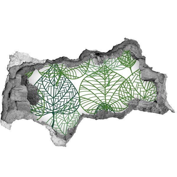 Naklejka 3D dziura Zielone liście wzór