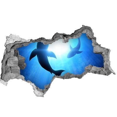 Dziura 3d fototapeta naklejka Podwodny świat z rekinami