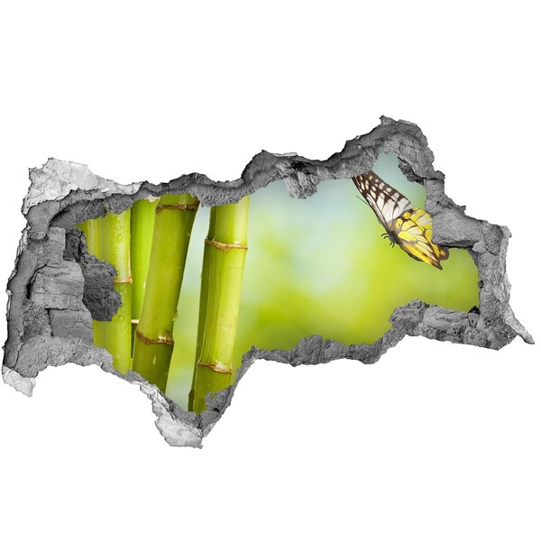 Samoprzylepna dziura naklejka Motyl w ogrodzie bambusowym