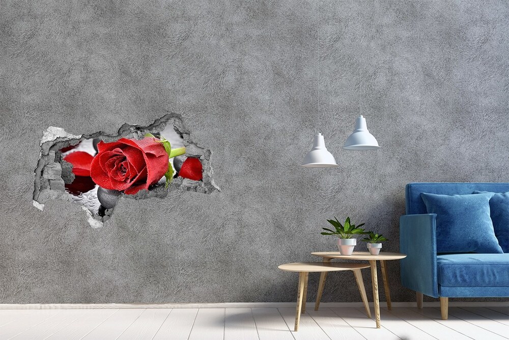 Samoprzylepna dziura na ścianę Czerwona róża