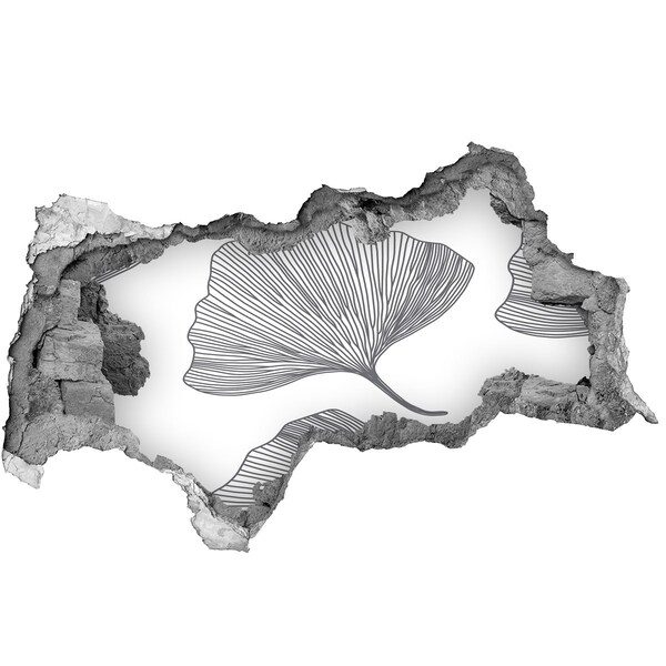 Naklejka 3D dziura na ścianę beton Liście w betonie