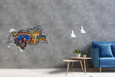 Fototapeta dziura na ścianę 3d Widok na Hongkong nocą