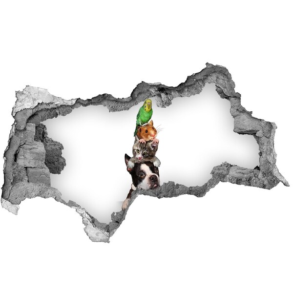 Dziura 3d fototapeta na ścianę Zwierzęca wieża przyjaźni