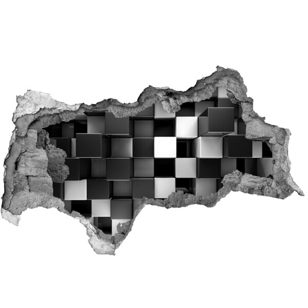 Dziura 3d fototapeta na ścianę Czarno-białe sześciany w ścianie