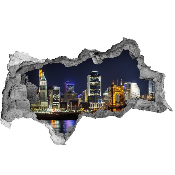 Fototapeta dziura na ścianę 3d Rzeka Ohio nocą