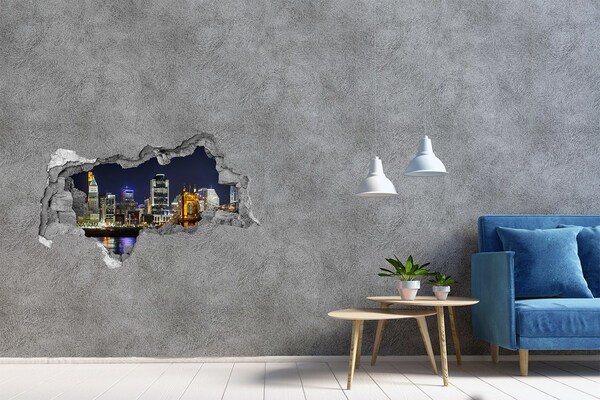 Fototapeta dziura na ścianę 3d Rzeka Ohio nocą