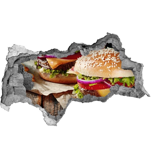 Naklejka 3D dziura okleina beton Hamburgery