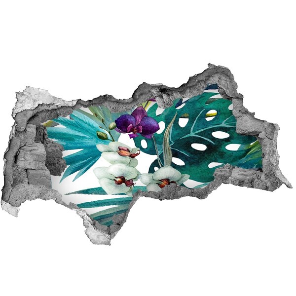 Naklejka 3D dziura na ścianę Tropikalny ogród w dziurze w ścianie