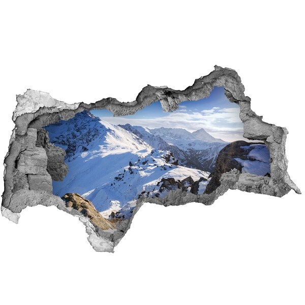 naklejka fototapeta 3D Górski krajobraz w zimowej scenerii