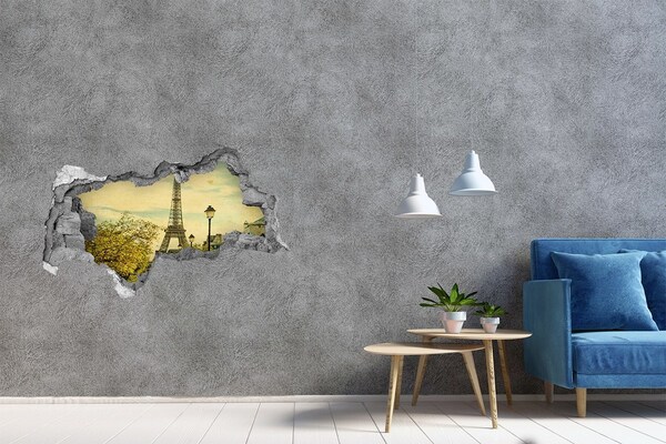 Fototapeta dziura na ścianę 3d Wieża Eiffla Paryż
