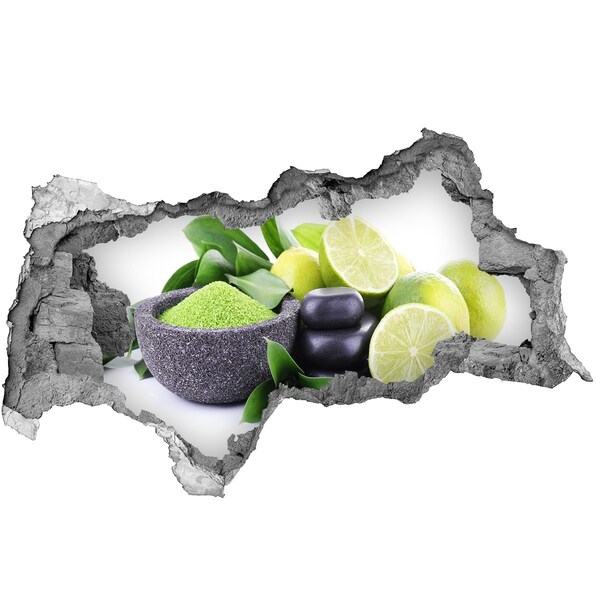 Naklejka 3D dziura beton Limonki i kamienie