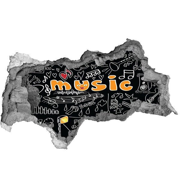 Fotoobraz dziura na ścianę Muzyczny świat za ścianą