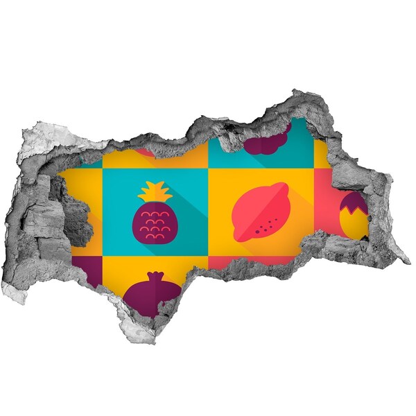 Samoprzylepna naklejka beton Owocowy mural w dziurze w ścianie