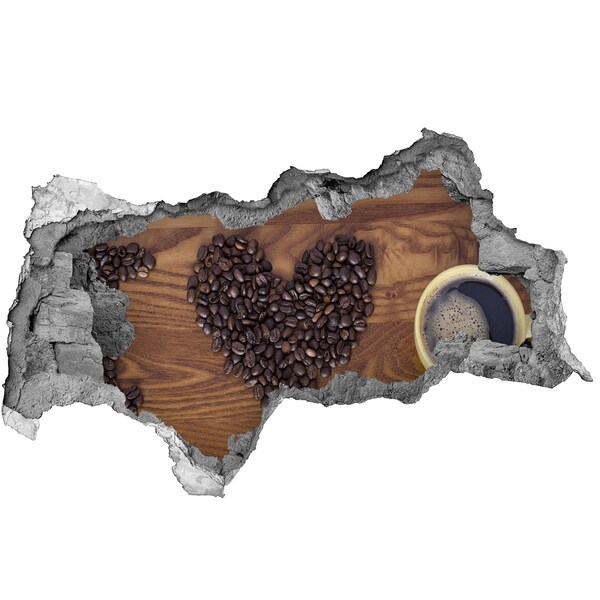 Fototapeta dziura na ścianę Kawa i serce z ziaren