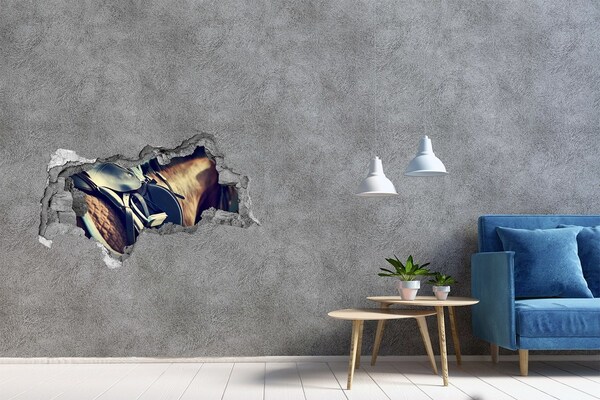 Dziura 3d fototapeta Koń w ujęciu zza ściany