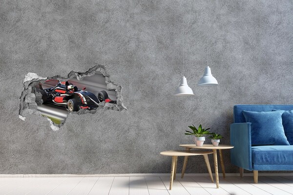 Foto zdjęcie dziura na ścianę Wyścigowy bolid na torze