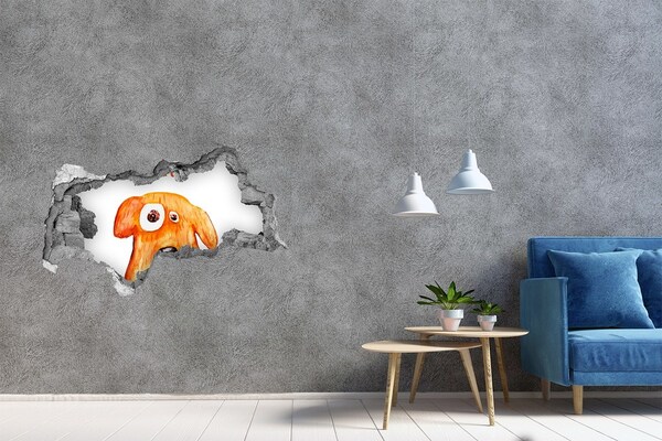 Dziura 3d fototapeta na ścianę naklejka Pies w dziurze w ścianie