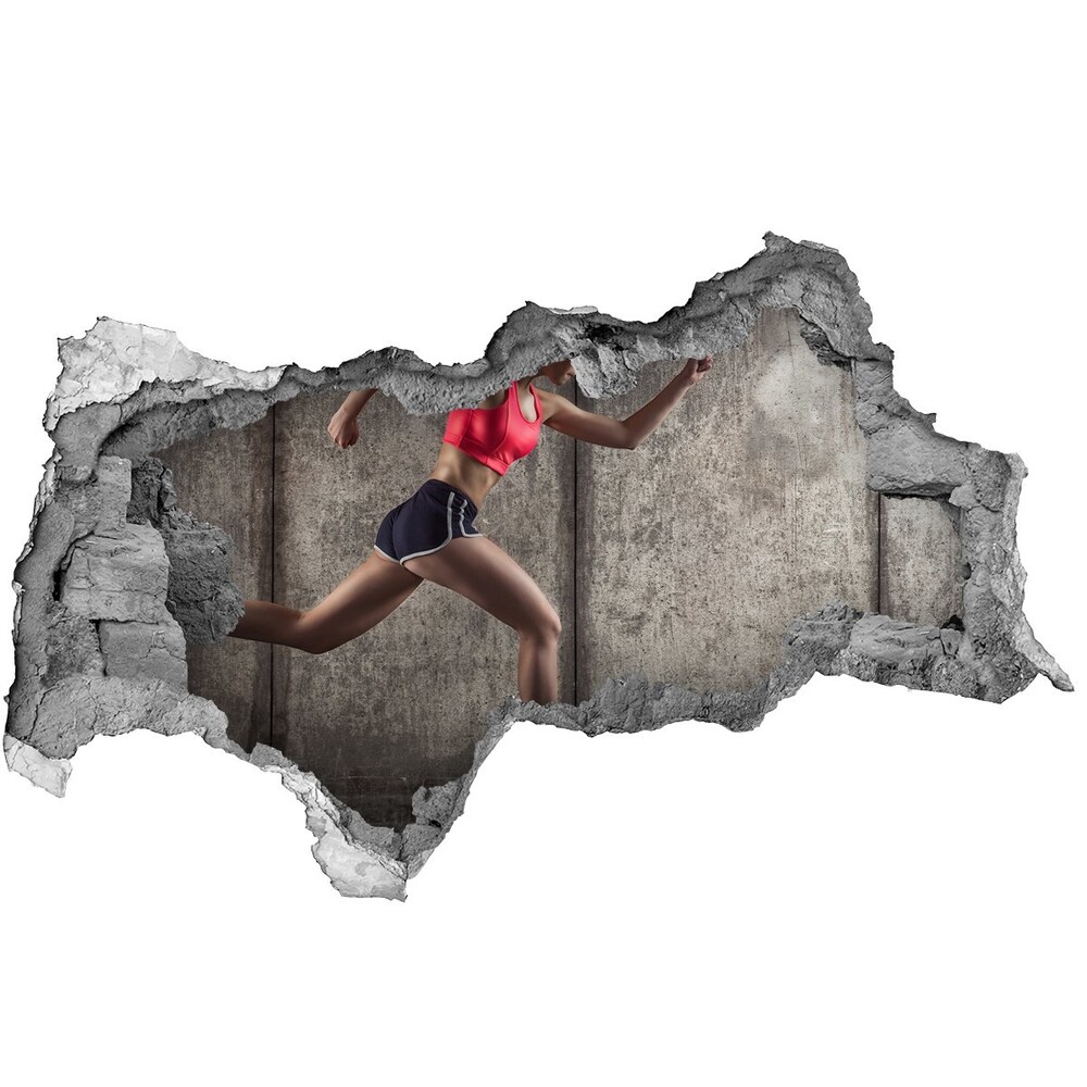 Foto zdjęcie dziura na ścianę Biegnąca kobieta