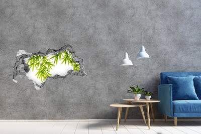 Samoprzylepna dziura naklejka Zielone bambusy przez dziurę w ścianie