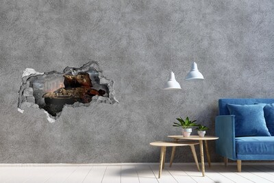 Fototapeta dziura na ścianę Czołg w ruinach miasta