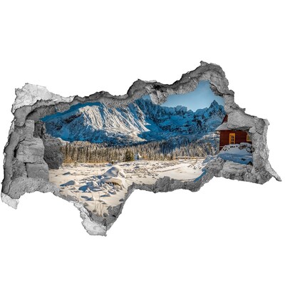 naklejka fototapeta 3D widok Domek w górach
