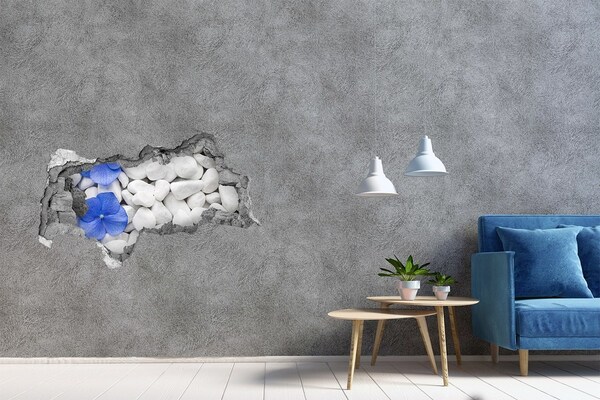 Samoprzylepna dziura naklejka Kamyki na plaży z niebieskim akcentem