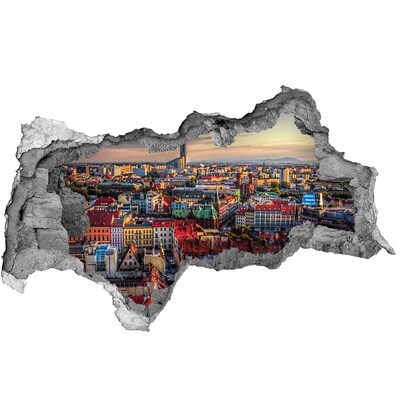 Fototapeta dziura na ścianę 3d Widok na miasto z lotu ptaka