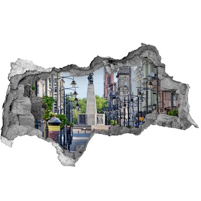 Fototapeta dziura na ścianę 3d Ulica z pomnikiem