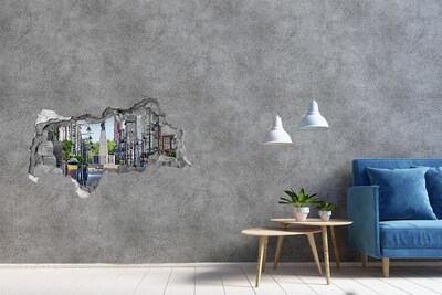 Fototapeta dziura na ścianę 3d Ulica z pomnikiem