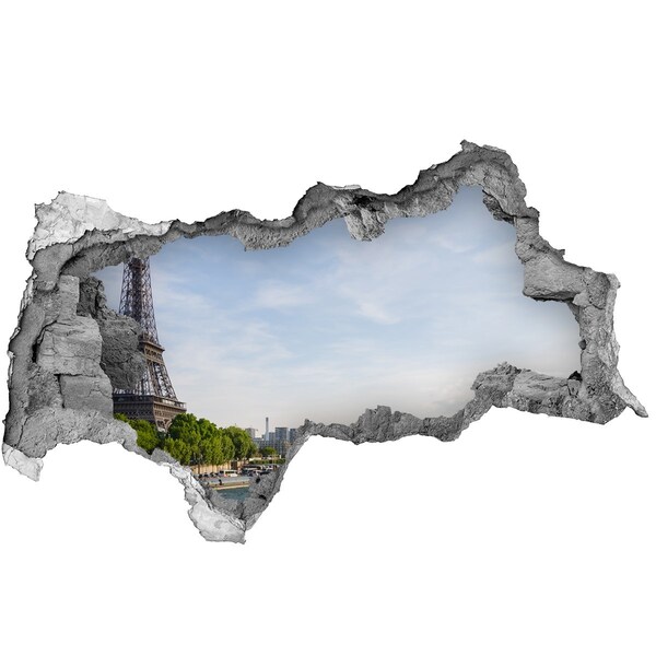 Fototapeta dziura na ścianę 3d Wieża Eiffla w Paryżu