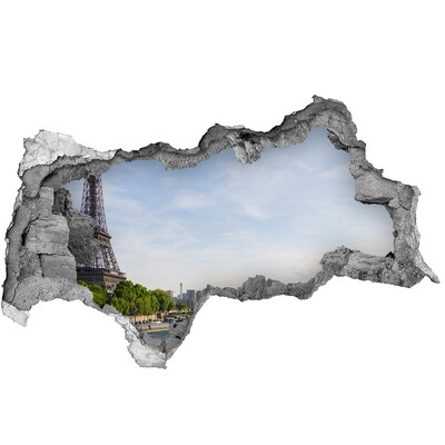Fototapeta dziura na ścianę 3d Wieża Eiffla w Paryżu