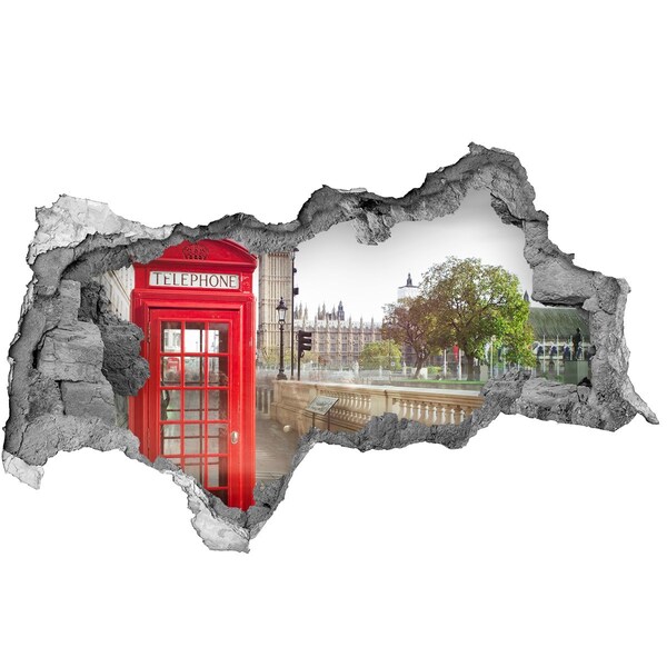 Fototapeta dziura na ścianę 3d Budka telefoniczna