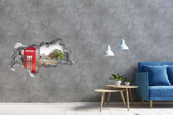Fototapeta dziura na ścianę 3d Budka telefoniczna