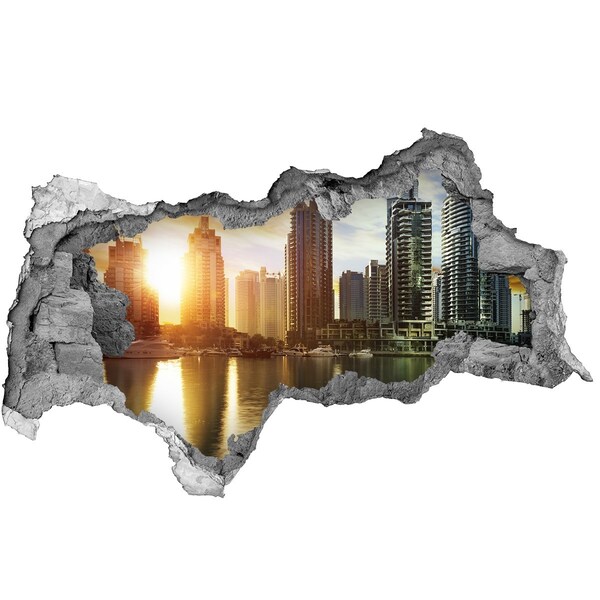 Fototapeta dziura na ścianę 3d Dubaj zachód słońca