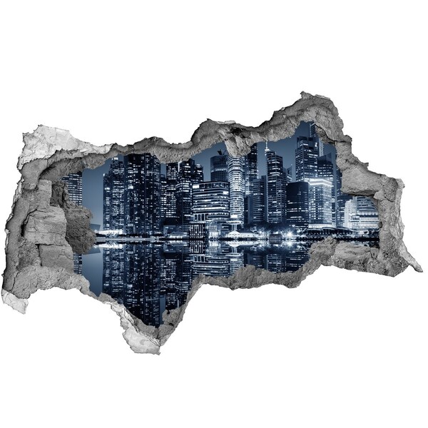 Fototapeta dziura na ścianę 3d Singapur nocą