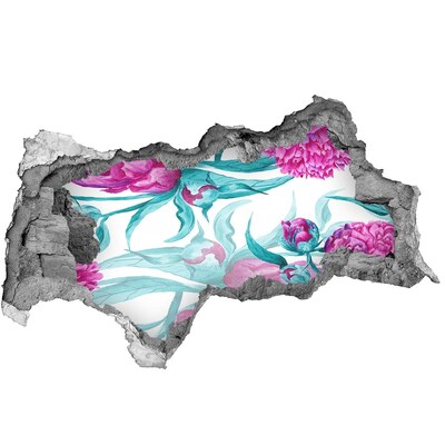 Okleina 3D dziura na ścianę Różowe piwonie