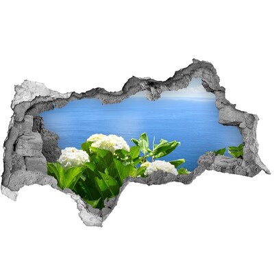 naklejka fototapeta 3D Widok na morze przez dziurę w ścianie