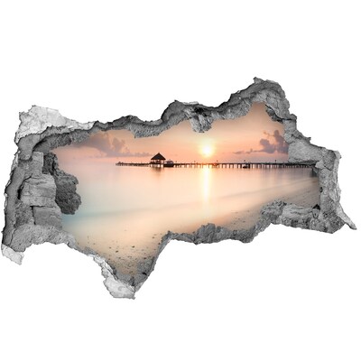 naklejka fototapeta 3D widok Zachód słońca nad molo