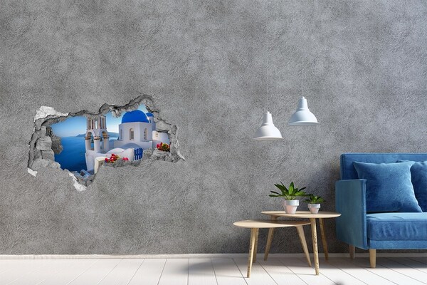 Fototapeta dziura na ścianę 3d Santorini Grecja