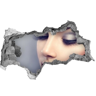 Fotoobraz dziura na ścianę Zmysłowa twarz w ułamanym murze