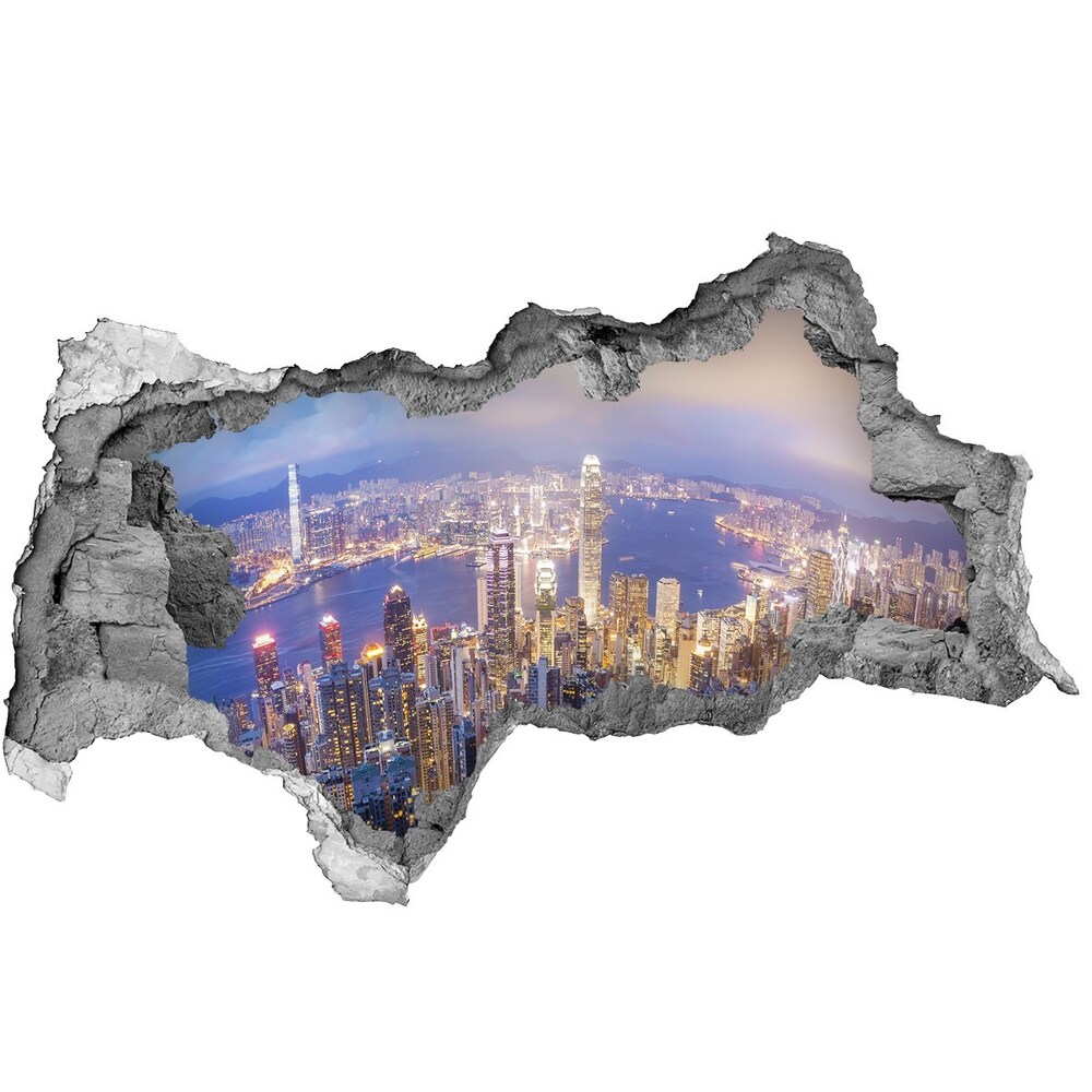 Fototapeta dziura na ścianę 3d Hongkong panorama