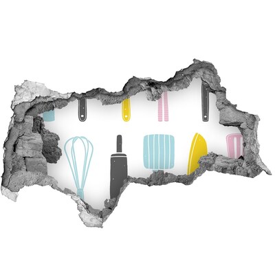 Samoprzylepna naklejka Kuchenne narzędzia w dziurze w ścianie