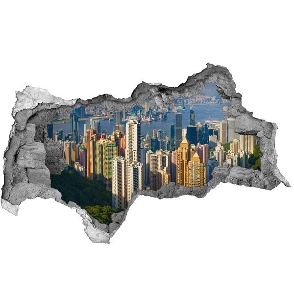 Fototapeta dziura na ścianę 3d Hongkong panorama