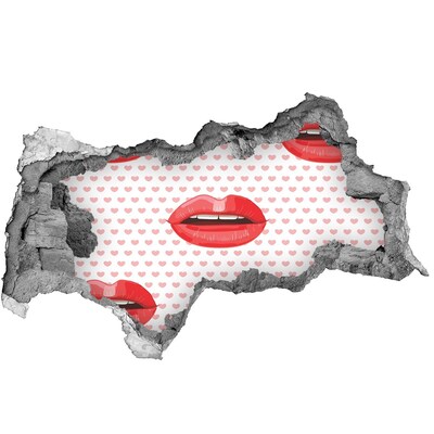 Fotoobraz dziura na ścianę Usta w sercach